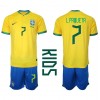 Brasilien Lucas Paqueta #7 Hemmaställ Barn VM 2022 Korta ärmar (+ Korta byxor)